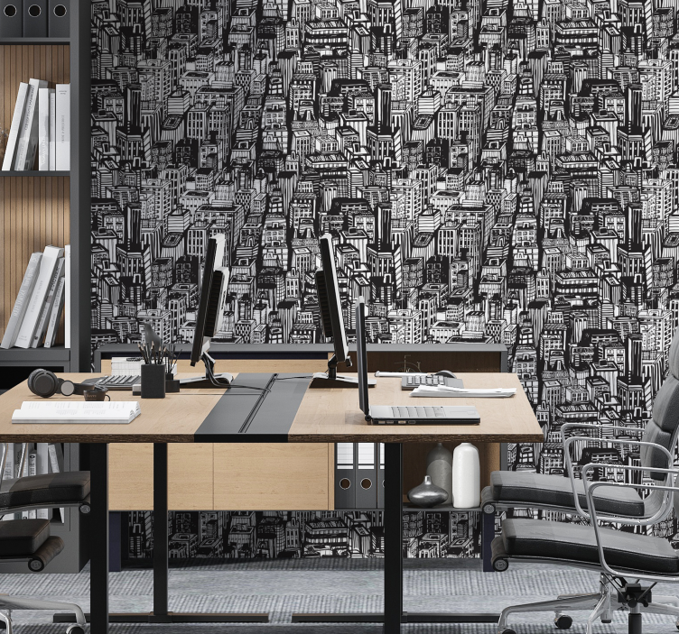 Kentsel eskiz kaosu şehir ve ülke duvar kağıdı - TenStickers