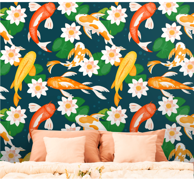 Koi gölet florası Balık duvar kağıdı - TenStickers