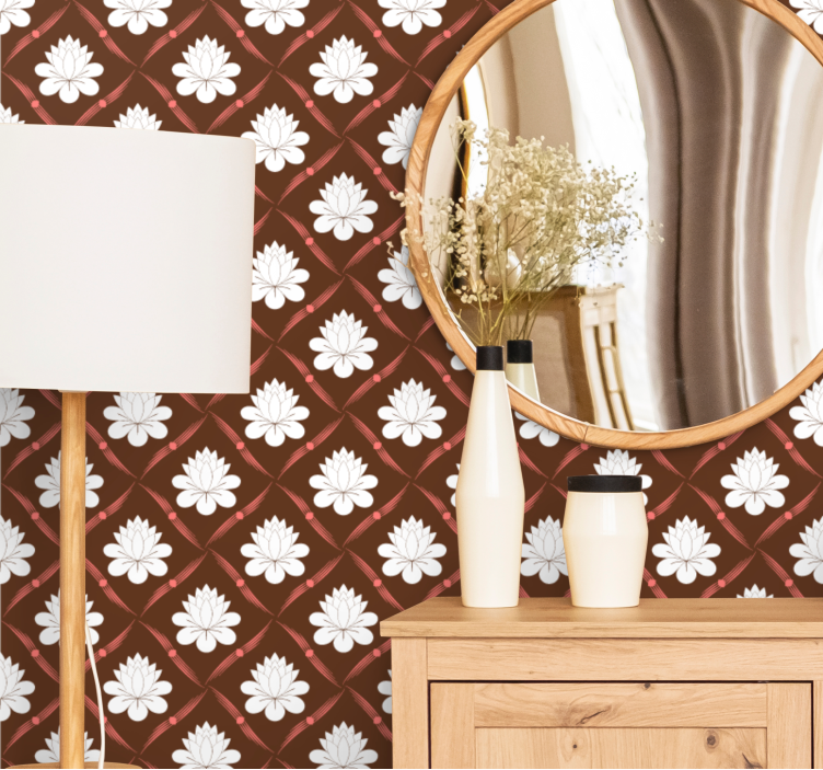 Lotus desen tasarımı çiçek süs duvar kağıdı - TenStickers