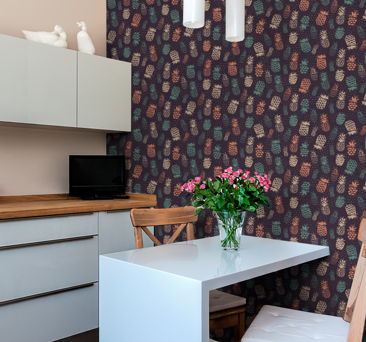 Mavi ananas duvar kağıdı duvar kağıdı - TenStickers