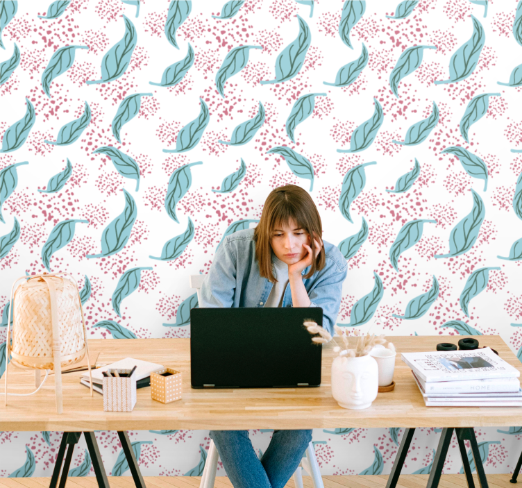 Mavi petal boya sıçrama sanat duvar kağıdı - TenStickers