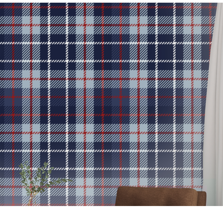 Mavi ve kırmızı tartan klasik duvar kağıdı - TenStickers