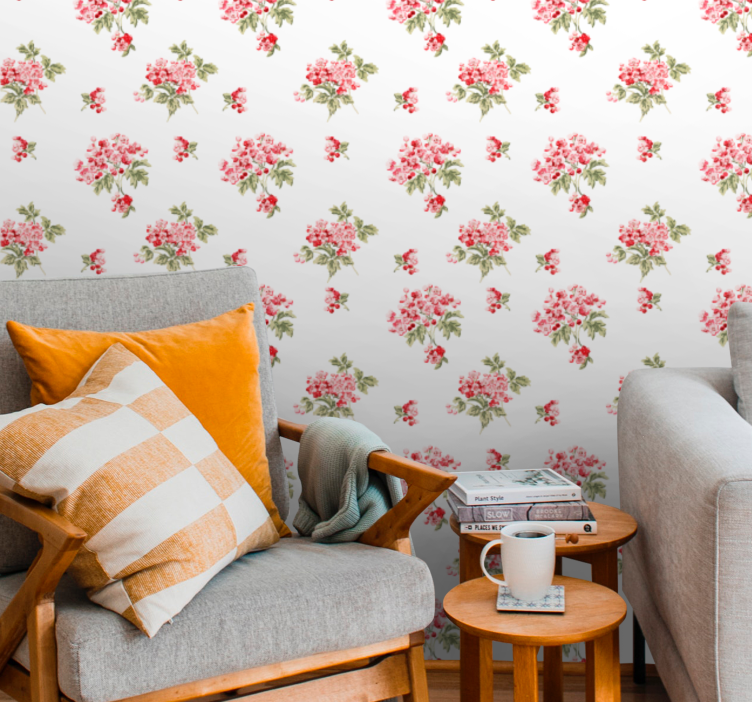 Minimalist eski püskü şık desen duvar kağıdı - TenStickers