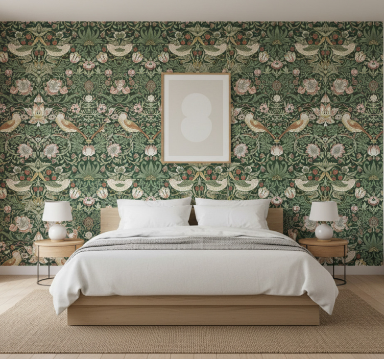 Morris tarzı kuşlar duvar kağıdı - TenStickers