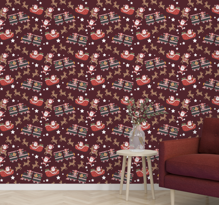 Noel baba kızak noel duvar kağıdı - TenStickers