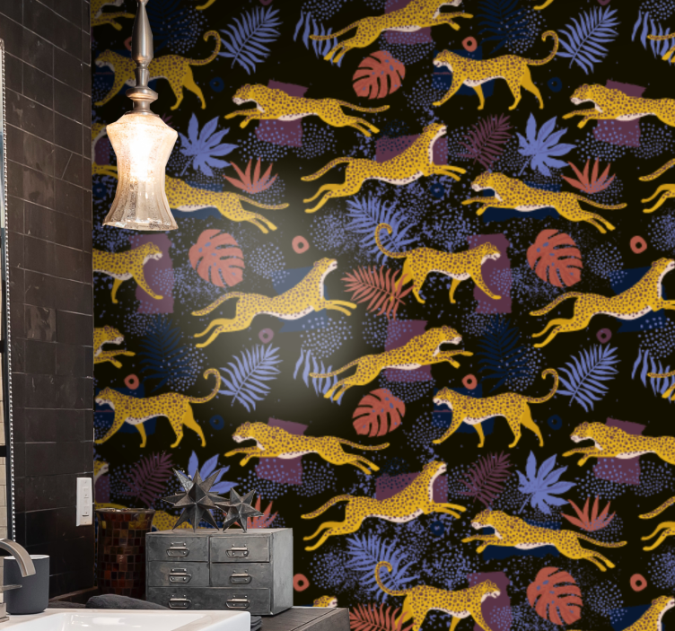 Orman faunası mozaiği hayvan duvar kağıdı - TenStickers