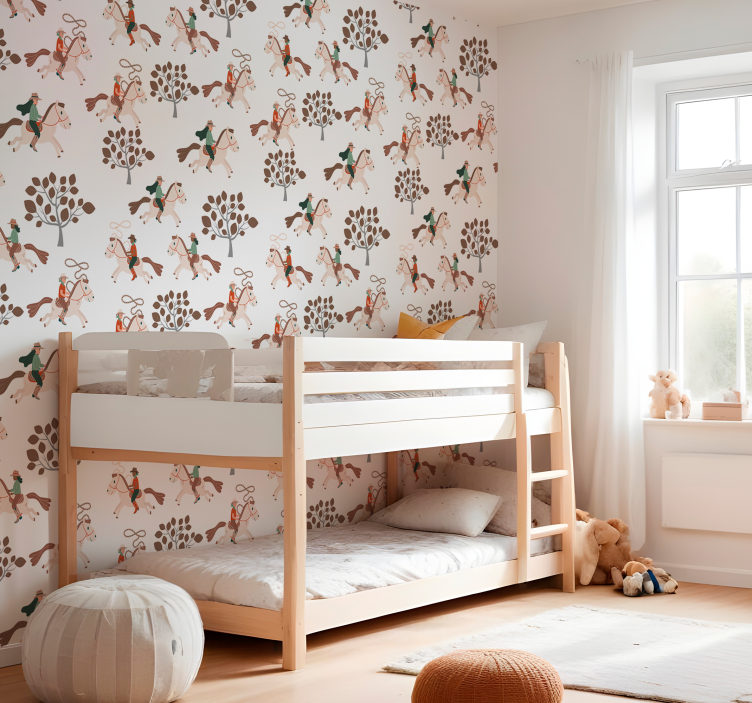 Ormanda sürüş atlar duvar kağıdı - TenStickers