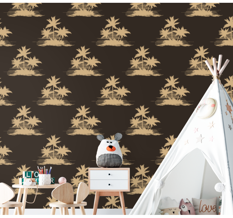 Palmiye motifi ağaç duvar kağıdı - TenStickers