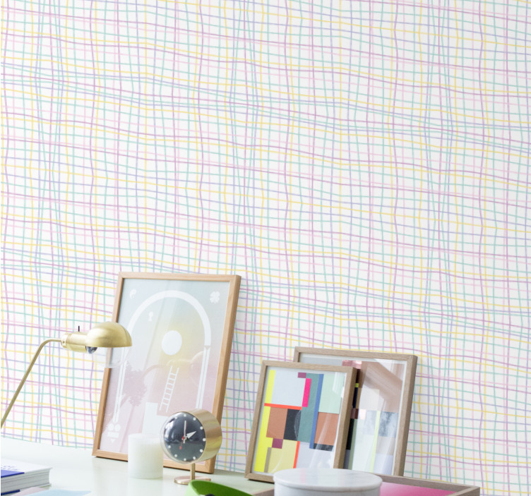 Pastel renkler sevimli ızgara deseni çocuklar duvar kağıdı - TenStickers