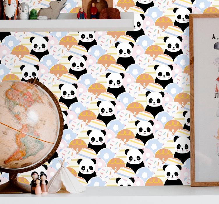 Patchwork hayvan panda tasarım duvar kağıdı - TenStickers