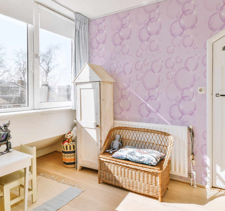 Pembe kabarcıklar çocuklar desen duvar kağıdı - TenStickers