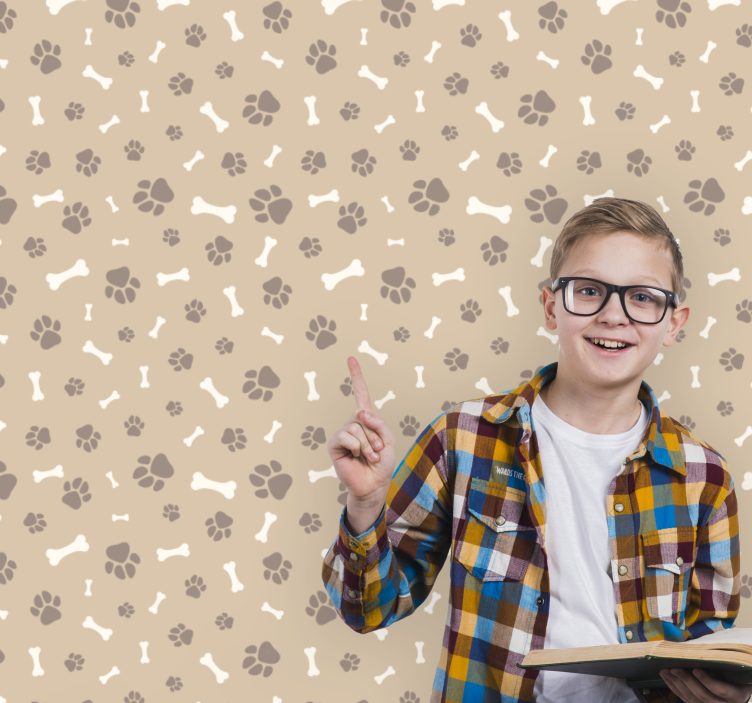 Pençe izi ve köpek kemiği deseni çocuk duvar kağıdı - TenStickers