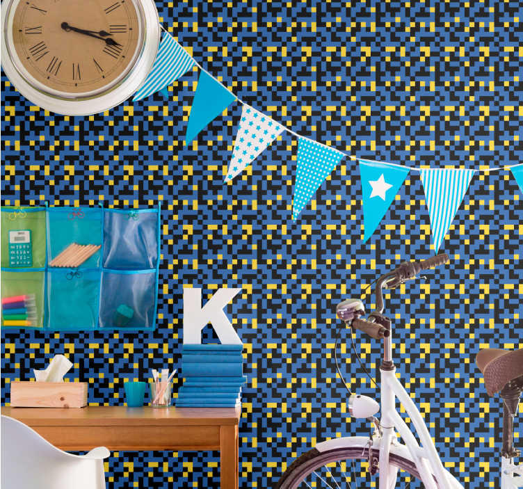 Pikselli renk blokları geometrik duvar kağıdı - TenStickers