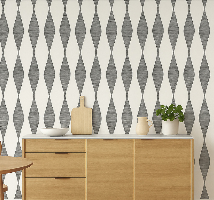 Rabaul ikaat bej motif mutfak duvar kağıdı - TenStickers