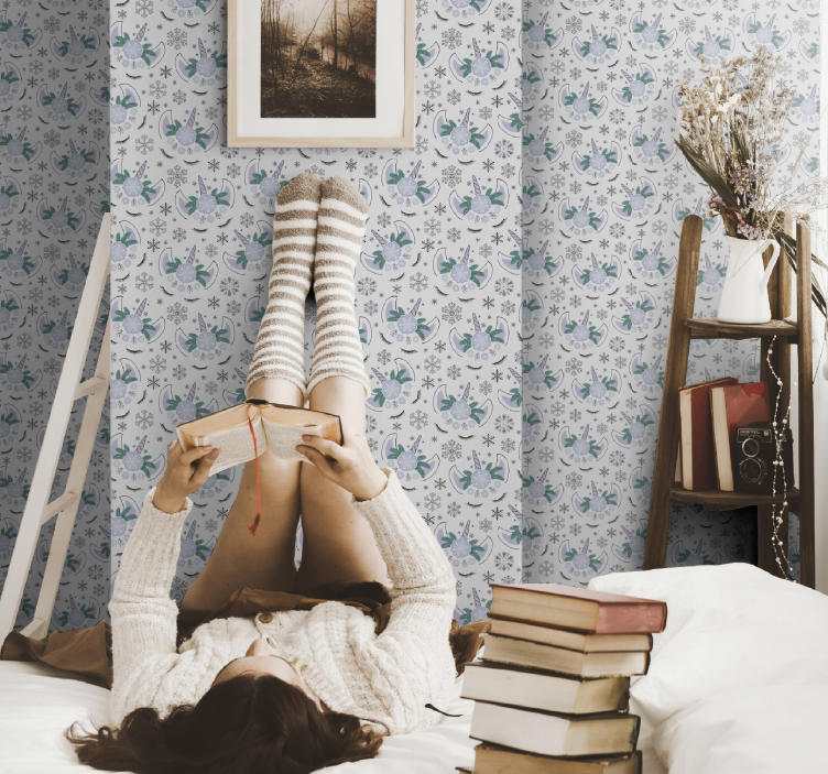 Rahat çiçekli dinlenme odası çiçek süs duvar kağıdı - TenStickers