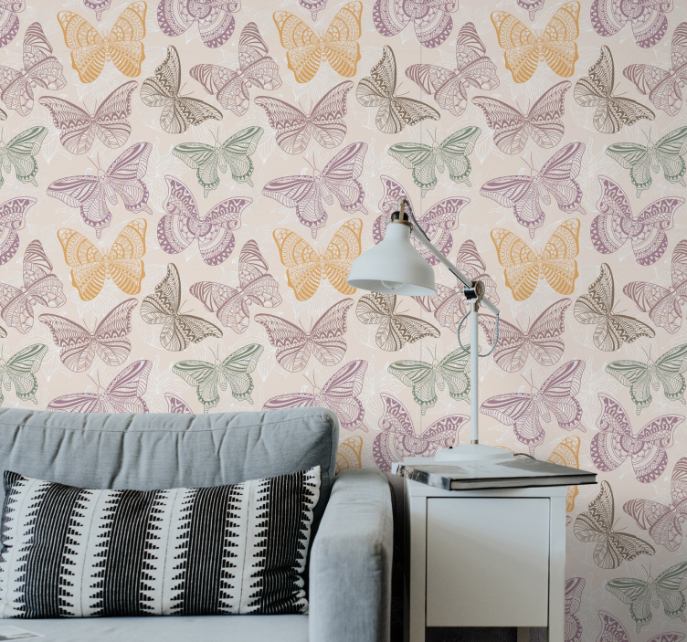 Renkli süs kelebekler duvar kağıdı - TenStickers