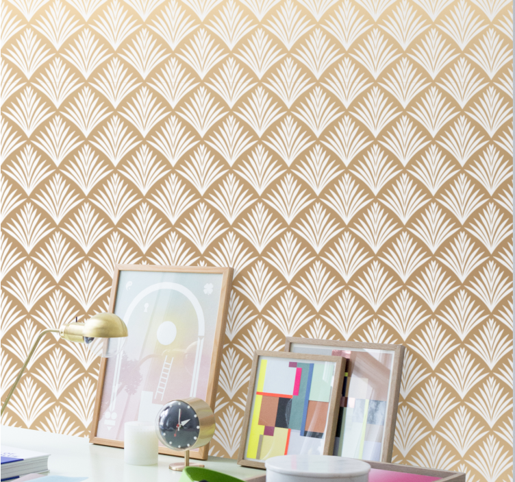 Altın yapraklar sanat dekoru tarzı koridor duvar kağıdı - TenStickers