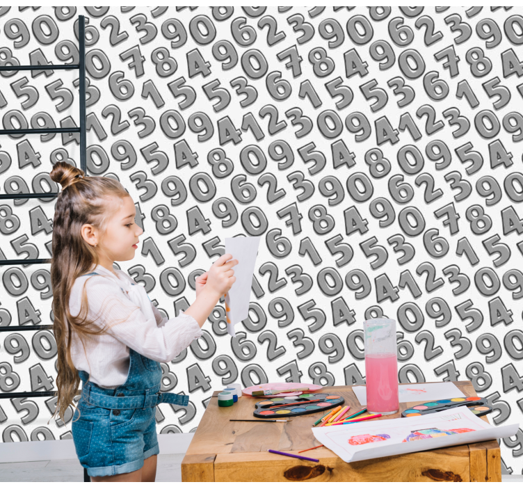 Sayılar birbirine karıştırılmış duvar kağıdı - TenStickers