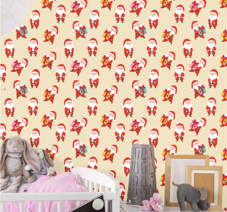 şenlikli karakterler Noel duvar kağıdı - TenStickers