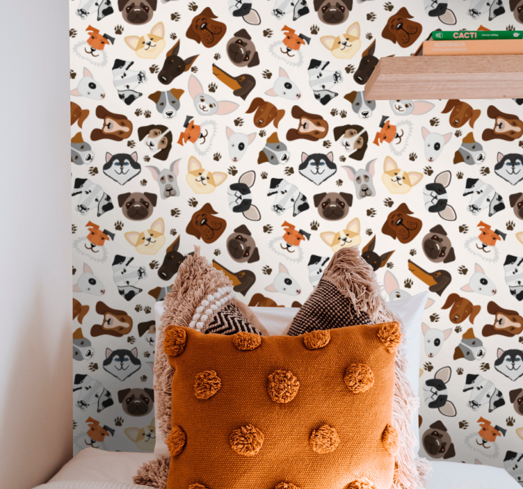 Sevimli mix yavru köpek deseni çocuk duvar kağıdı - TenStickers