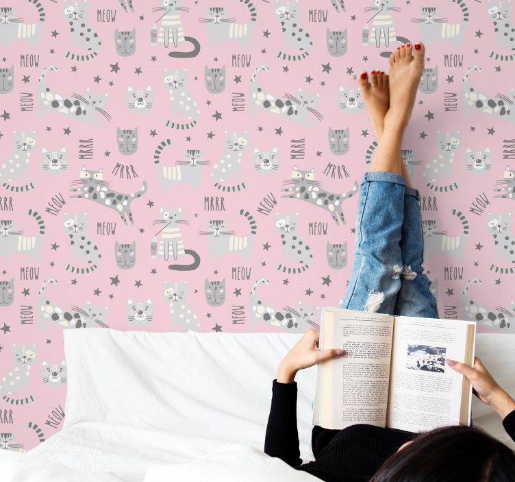 şık kediler hayvan duvar kağıdı - TenStickers