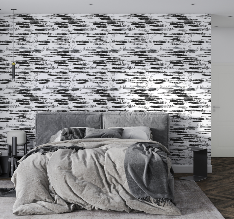 Siyah boya vuruşları soyut duvar kağıdı - TenStickers