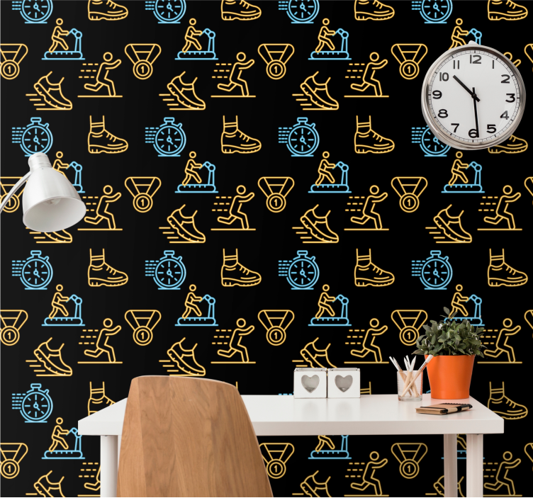 Siyah genç yatak odası duvar kağıdı üzerine neon renk - TenStickers