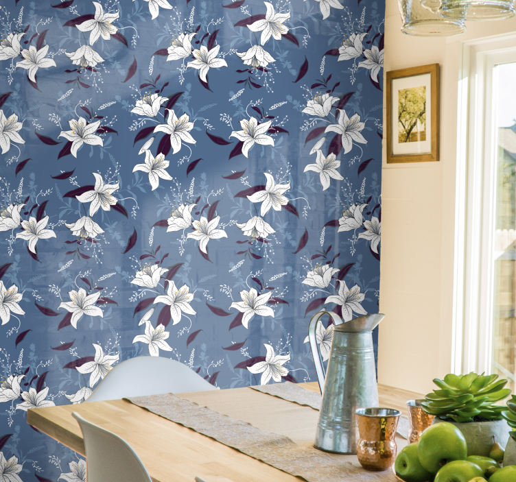 Soğuk lilyum çiçek duvar kağıdı - TenStickers