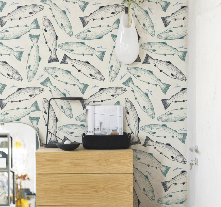 Somon balığı hayvan duvar kağıdı - TenStickers