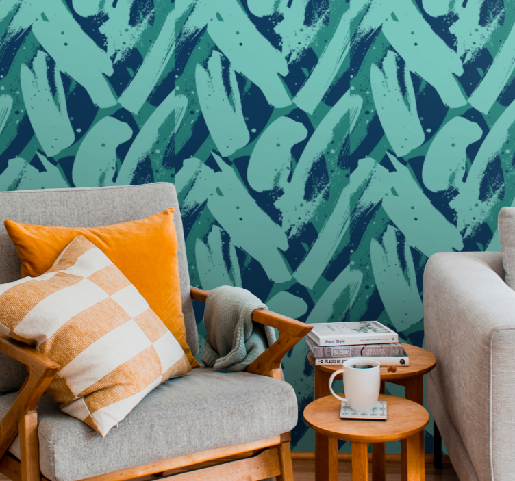 Soyut fırça darbesi deseni soyut duvar kağıdı - TenStickers