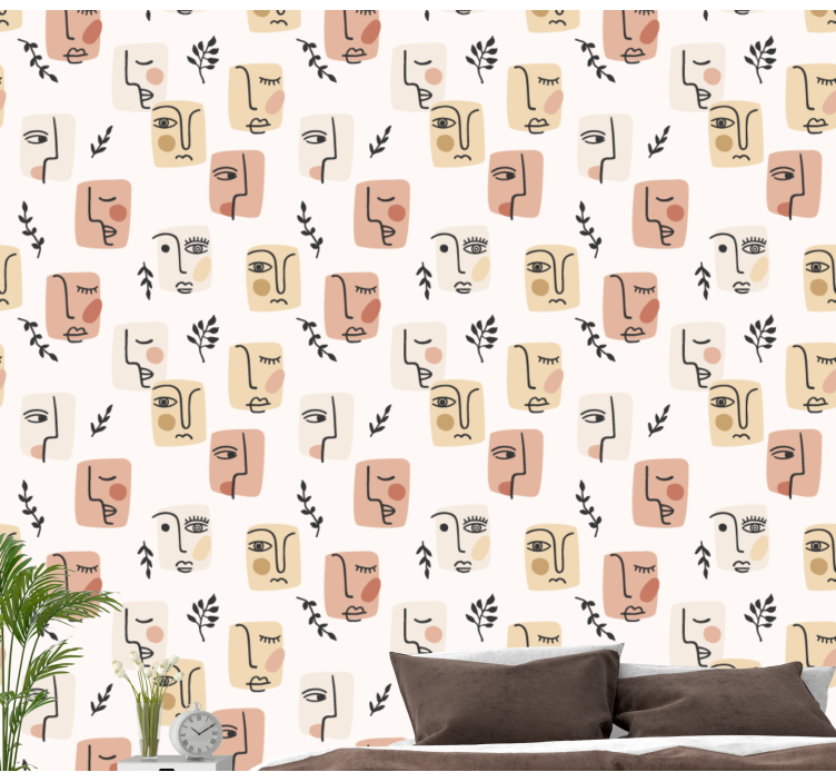 Soyut yüz desenleri sanat duvar kağıdı - TenStickers