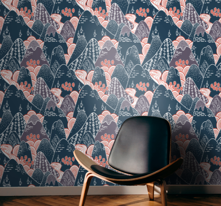 Stilize edilmiş dağ sırası doğa duvar kağıdı - TenStickers