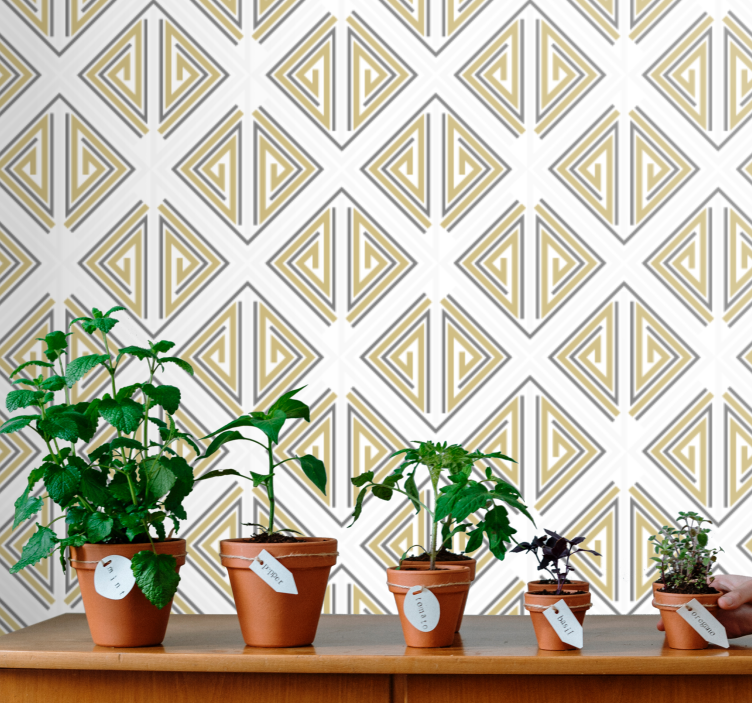 Stilize üçgen desenler geometrik duvar kağıdı - TenStickers