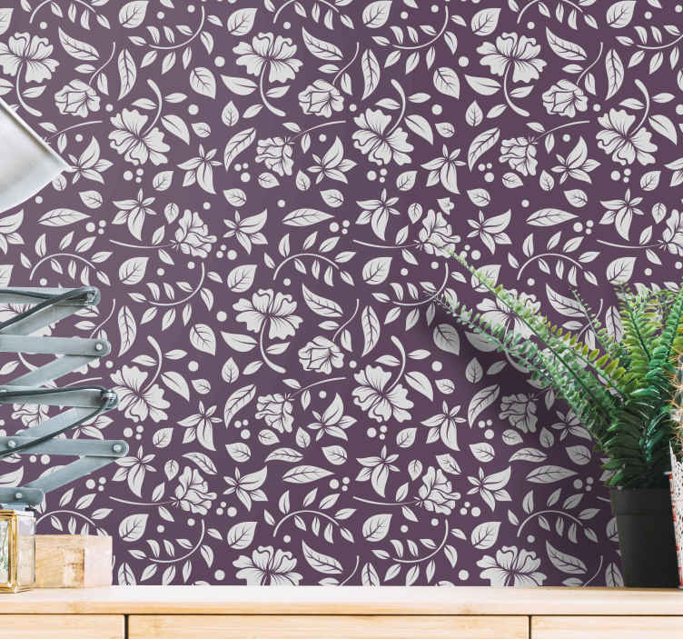 Vintage çiçek süs duvar kağıdı - TenStickers