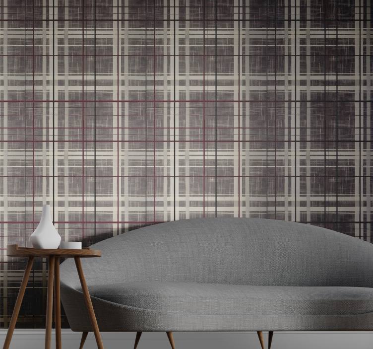 Taş efektli iskoç deseni kare duvar kağıdı - TenStickers