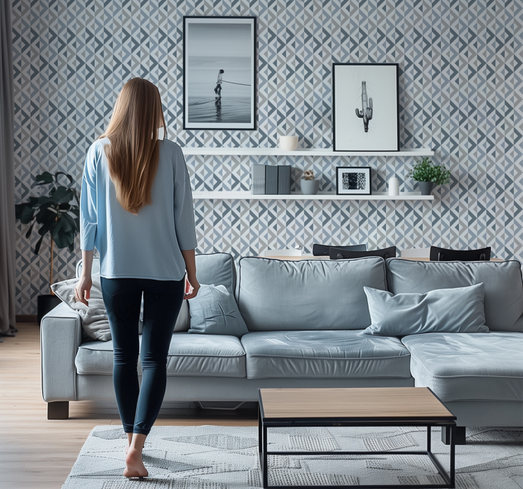 Tekstil etkisi geometrik duvar kağıdı - TenStickers