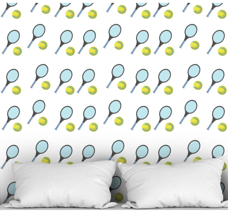 Tenis raketleri ve topları özelleştirilebilir duvar kağıdı - TenStickers