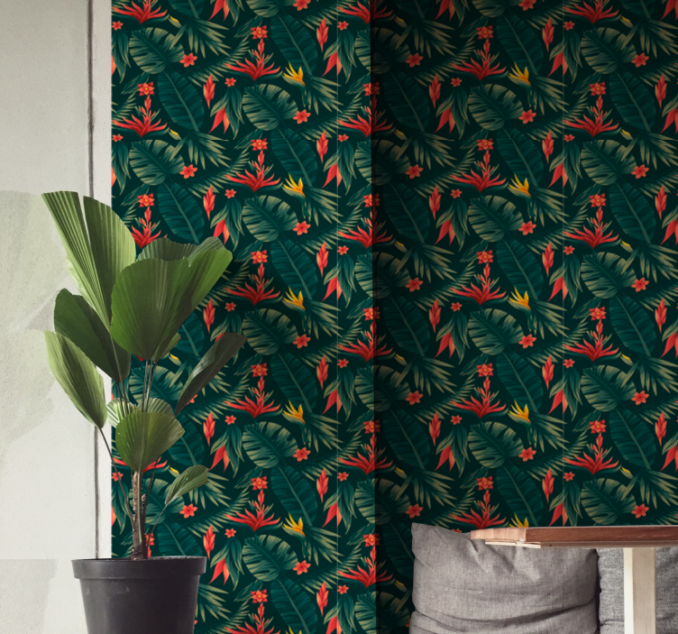 Tropik bitki örtüsü doğa duvar kağıdı - TenStickers