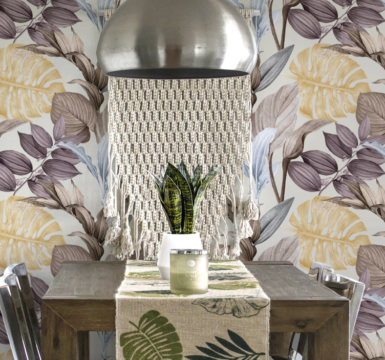 Tropikal bitkiler xxl yaprak duvar kağıdı - TenStickers