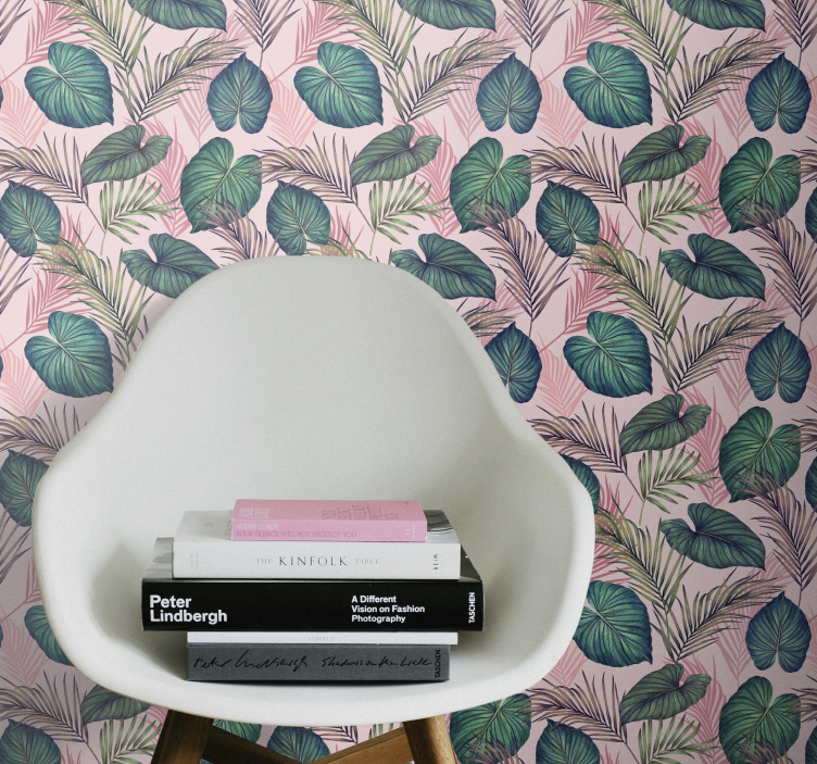 Tropikal yaprak keşfi doğa duvar kağıdı - TenStickers