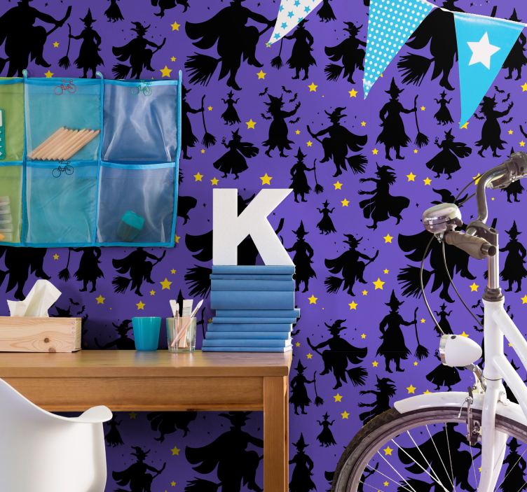 Uçan cadılar bayramı duvar kağıdı - TenStickers