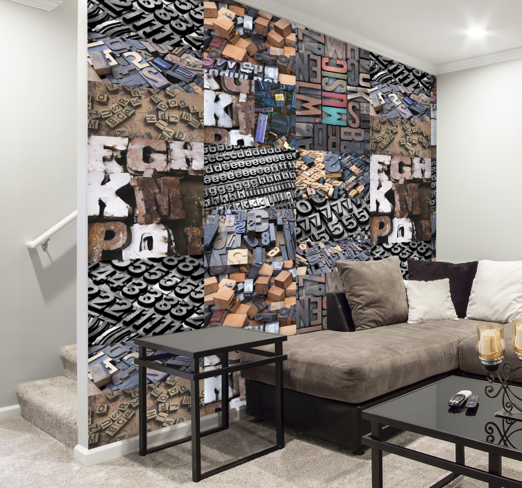 Vintage mektuplar duvar kağıdı - TenStickers