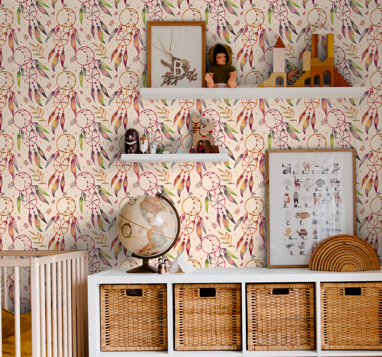 Yatak odası hippi tarzı çocuk duvar kağıdı - TenStickers