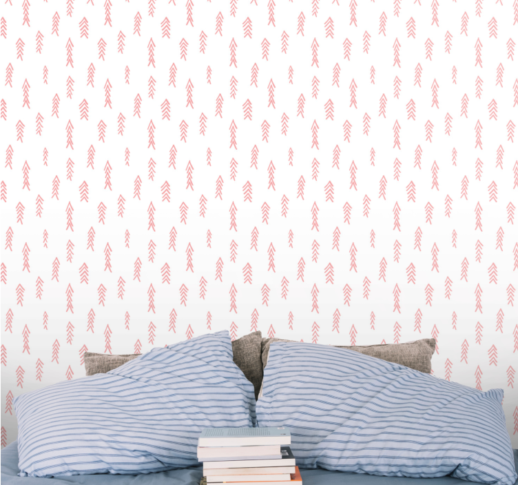 Pembe oklar desen yatak odası duvar kağıdı - TenStickers