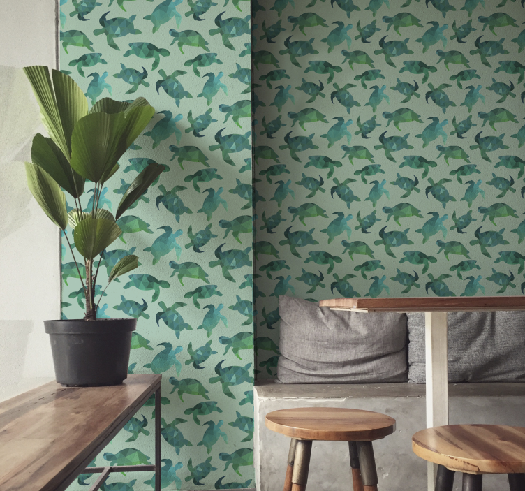 Yeşil kaplumbağalar hayvan duvar kağıdı - TenStickers