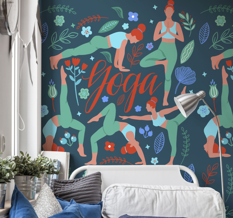 Yoga yapıyor kadın, genç yatak odası, duvar kağıdı - TenStickers