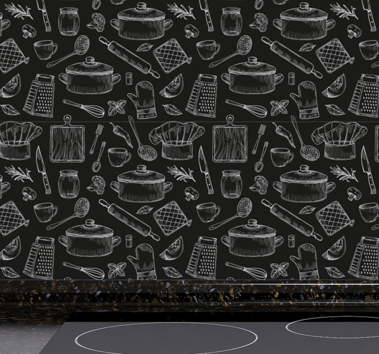 Zarif çatal bıçak takımı modern duvar kağıdı - TenStickers