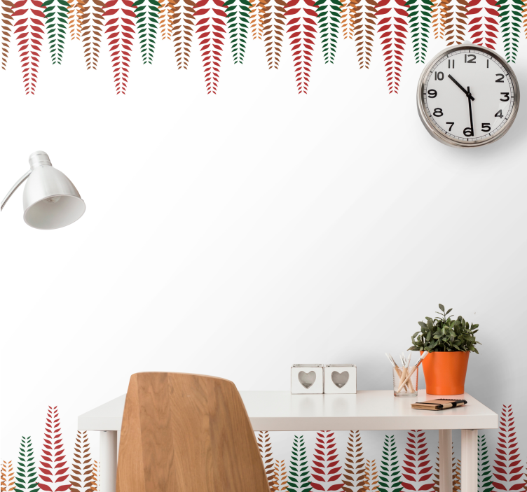 Zarif eğrelti otu şekilleri çiçek desenli duvar kağıdı - TenStickers