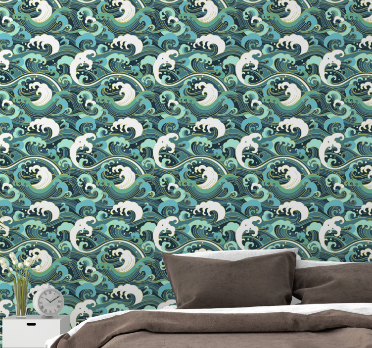 Zarif okyanus dalgaları doğa duvar kağıdı - TenStickers