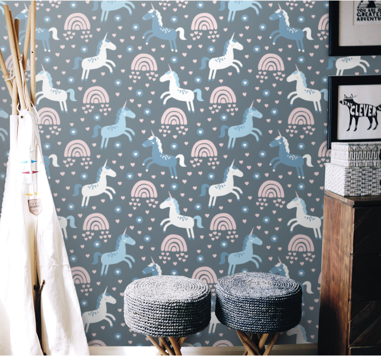 Zürafa gökkuşağı motifi hayvan duvar kağıdı - TenStickers